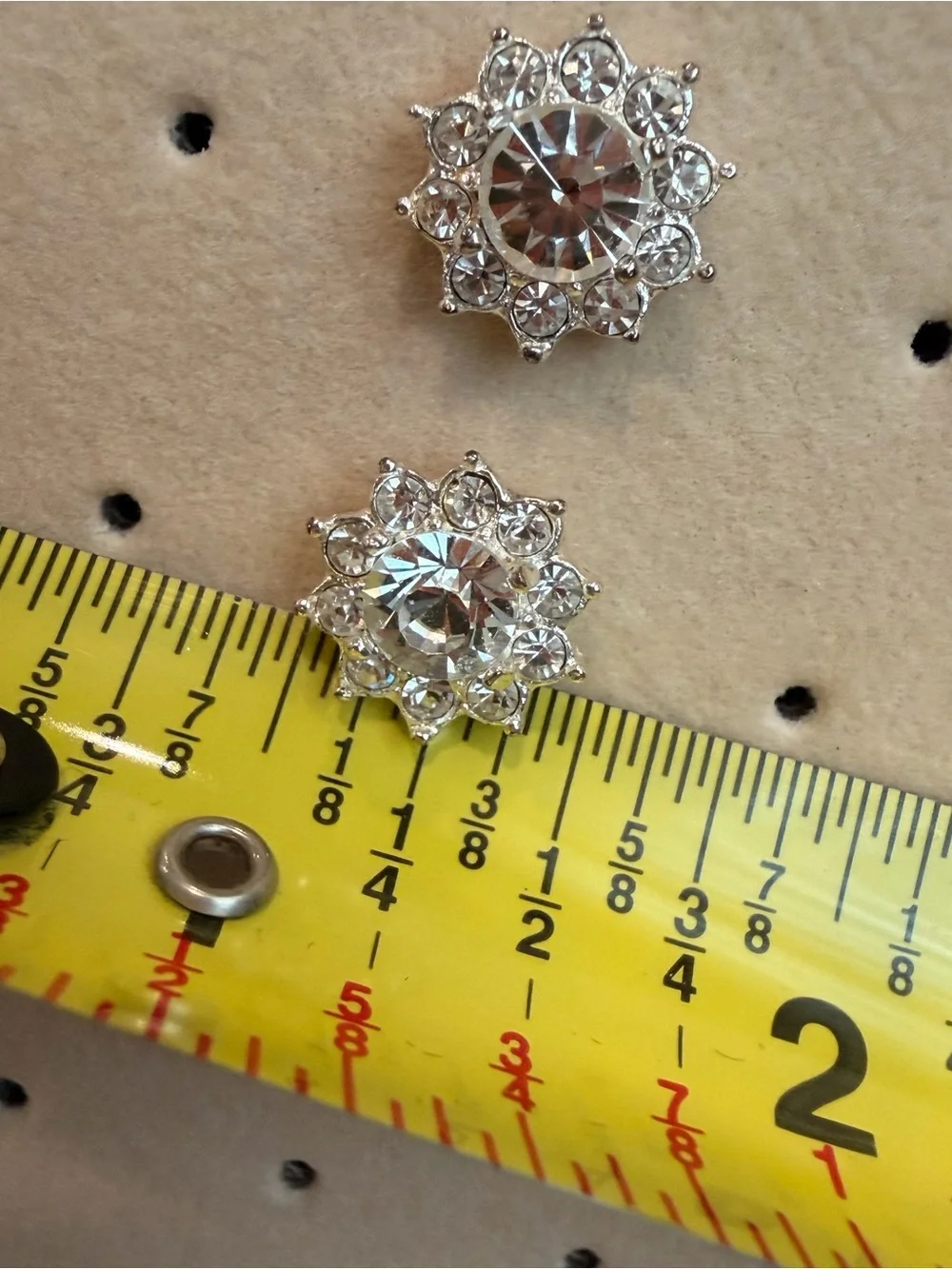 Vintage Signed Roman Crystal Halo Flower Stud Earrings-1069
